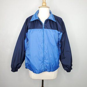 Cheetah Navy Blue Lightweight Lined Windbreaker Texture Zip Front Jacket M